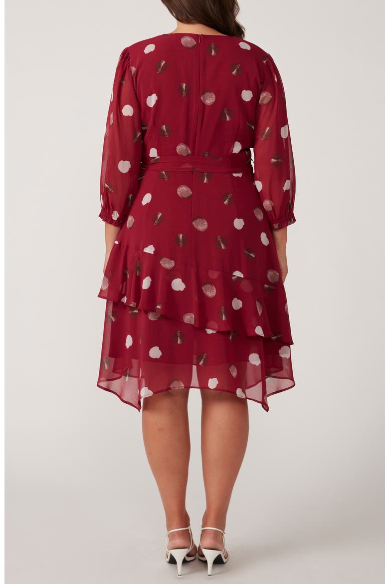 Begin Again Long Sleeve Faux Wrap Dress, Alternate, color, CARNELIAN/ ROSE