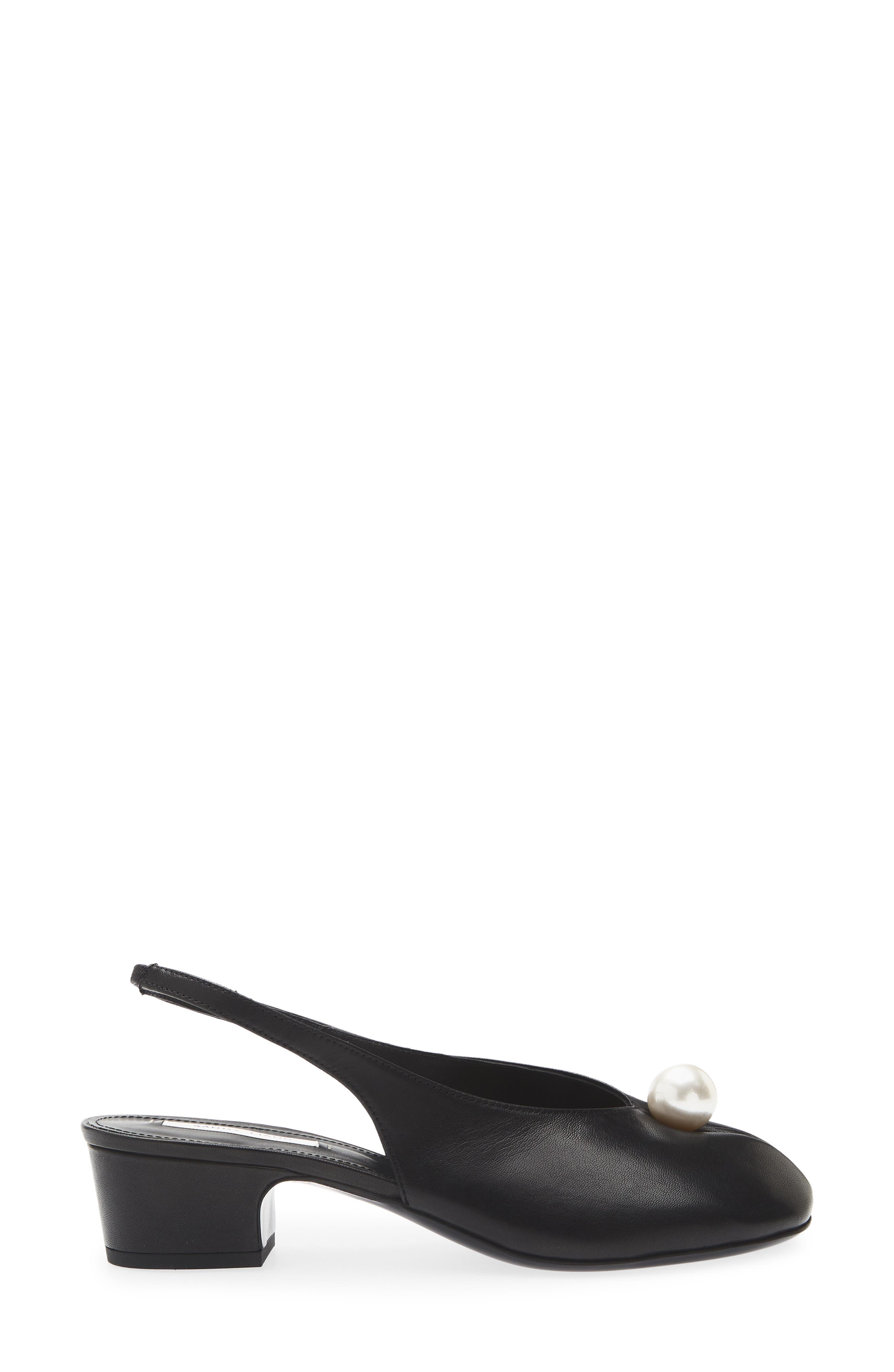 Faux Pearl Slingback Tabi Pump, Alternate, color, BLACK
