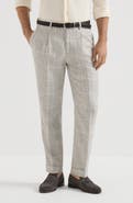 Brunello Cucinelli Linen Prince of Wales trousers with pleat
