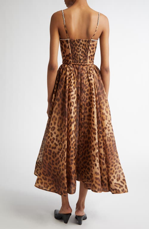 Shop Zimmermann Crystal Embellished Leopard Print Paneled Midi Dress