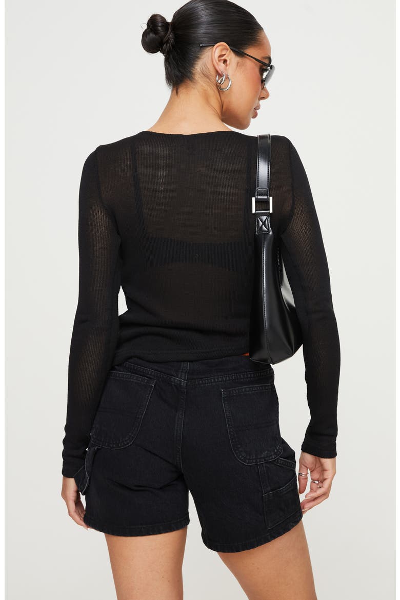 Pratt Asymmetric Hem Long Sleeve Top, Alternate, color, BLACK