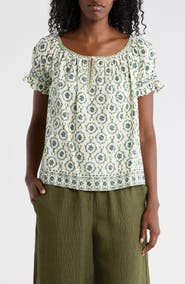 MAX STUDIO Split Neck Ruffle Sleeve Top