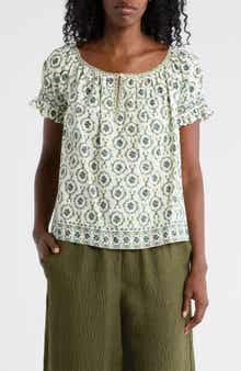 MAX STUDIO Split Neck Ruffle Sleeve Top