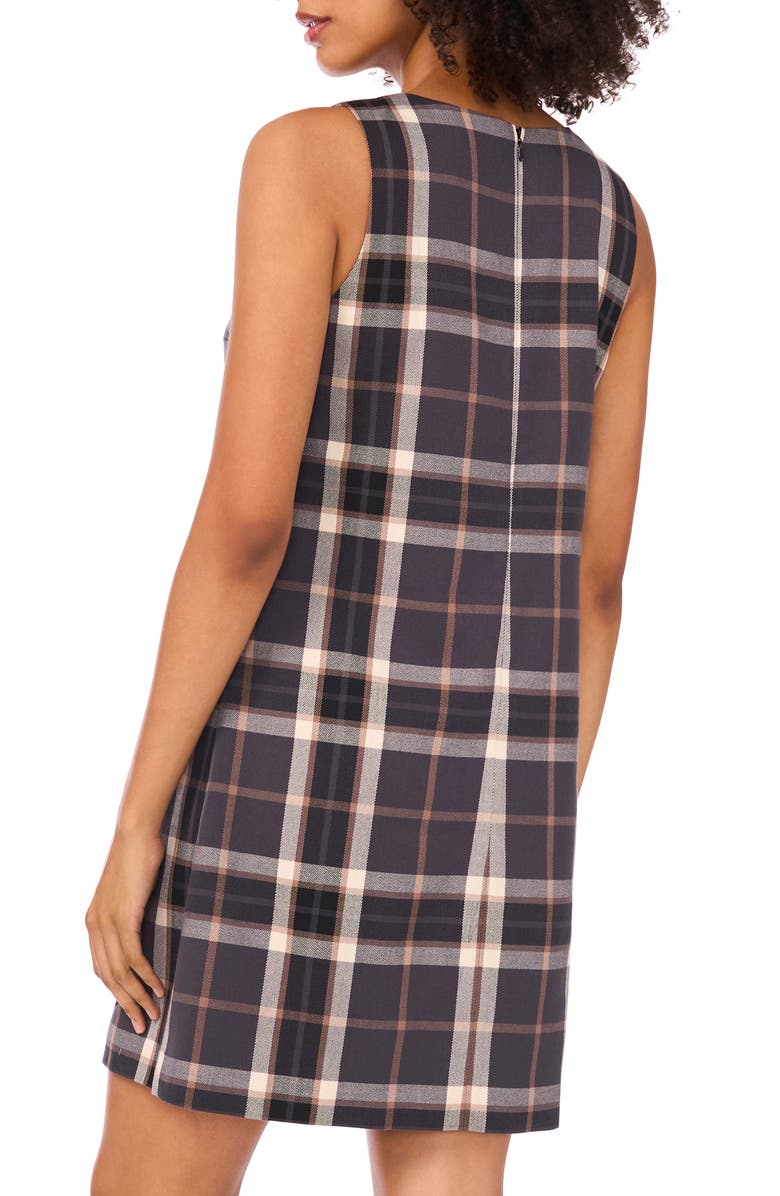 1.STATE Plaid Shift Dress, Alternate, color, Rich Black