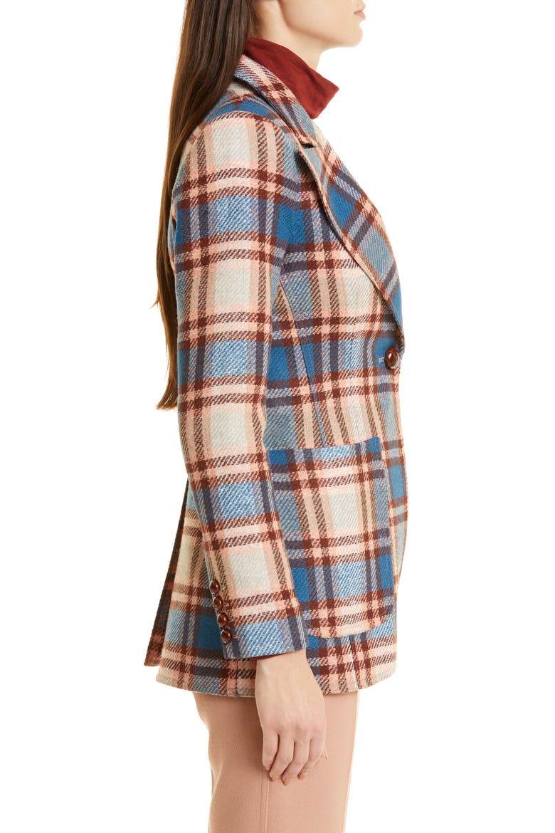 Plaid Wool Blazer, Alternate, color, APRICOT PLAID