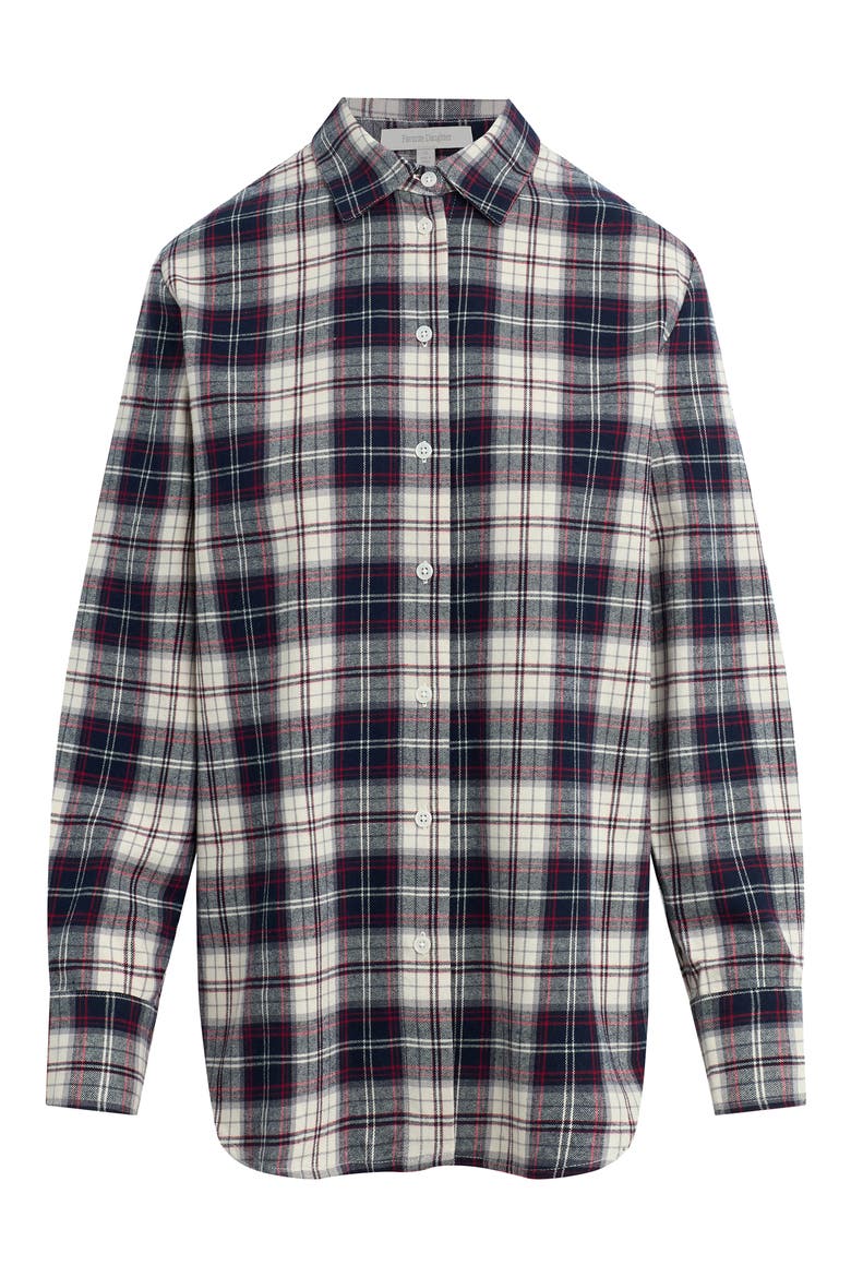 The Boyfriend Plaid Cotton Shirt, Main, color, MIDNIGHT CREAM PLA