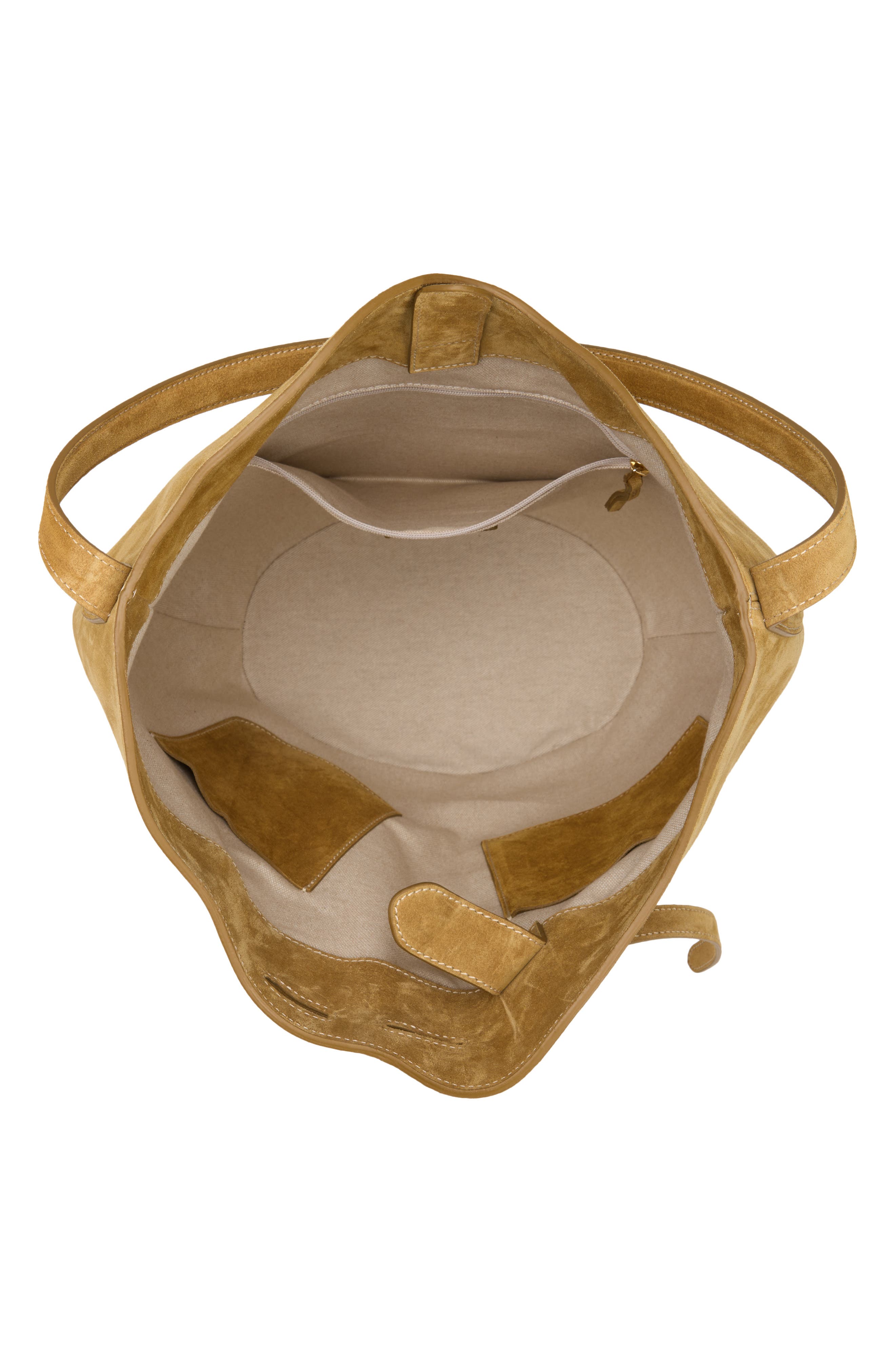 Large Belted Suede Bucket Bag, Alternate, color, SAND