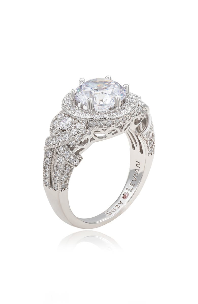 SUZY LEVIAN Pavé Cubic Zirconia Engagement Ring, Alternate, color, White