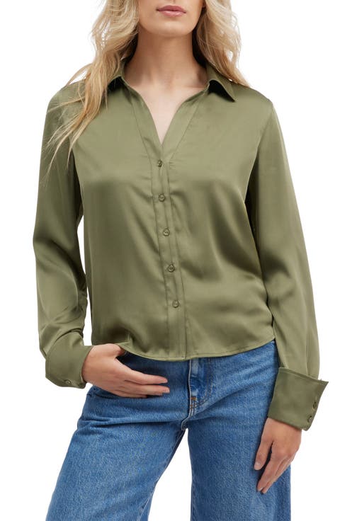 Satin Button-Up Shirt