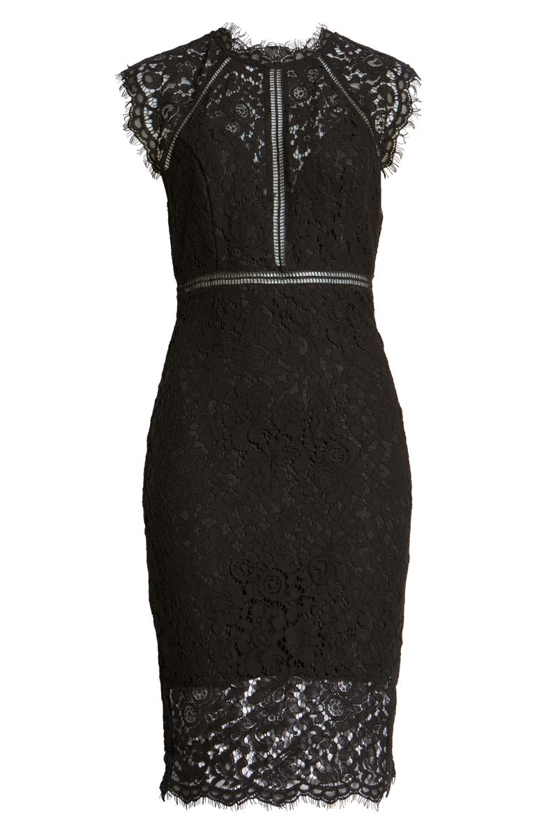 Bardot Lace Sheath Dress, Alternate, color, 