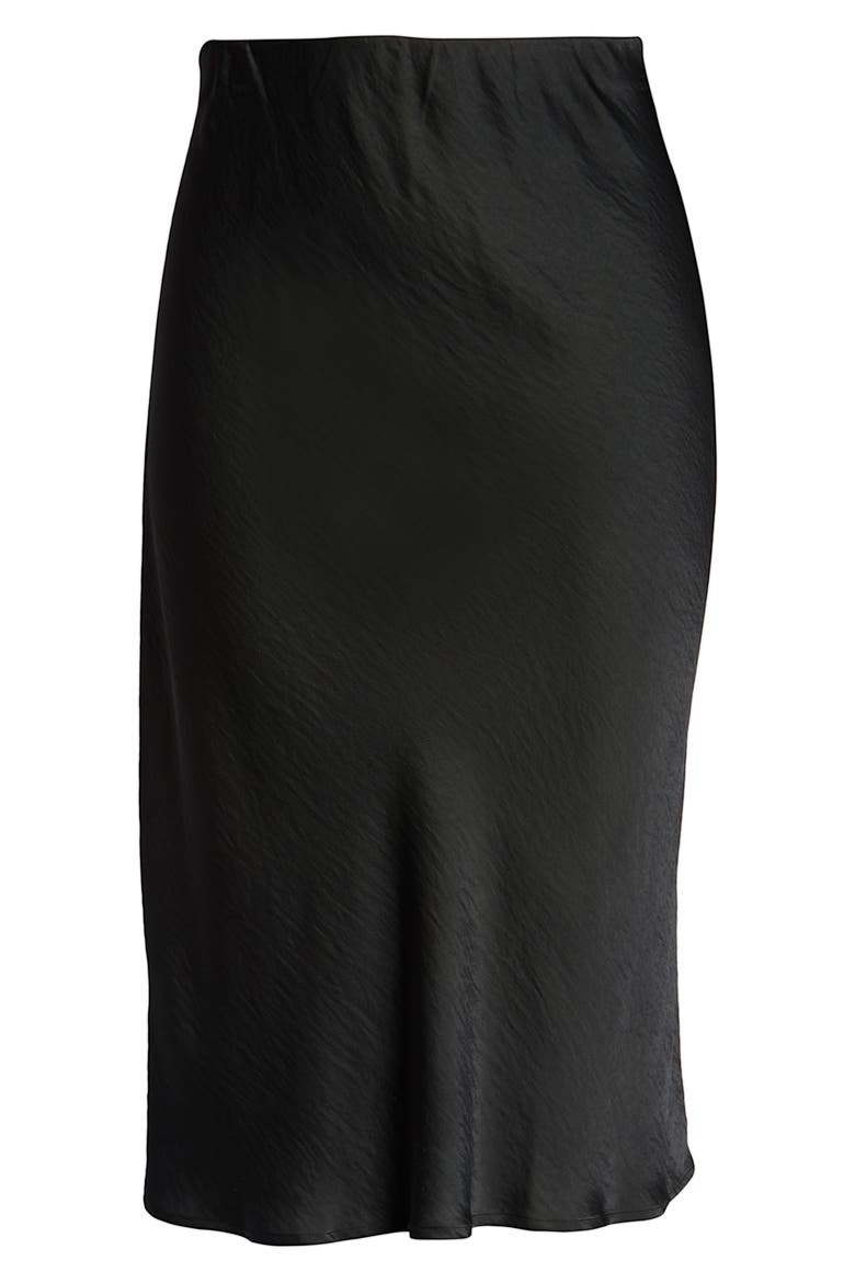 Lyndon Satin Bias Skirt, Alternate, color, BLACK