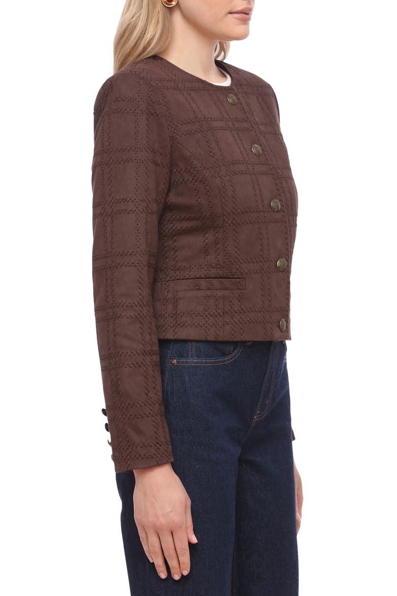 Faux Suede Crop Jacket, Alternate, color, BITTER
