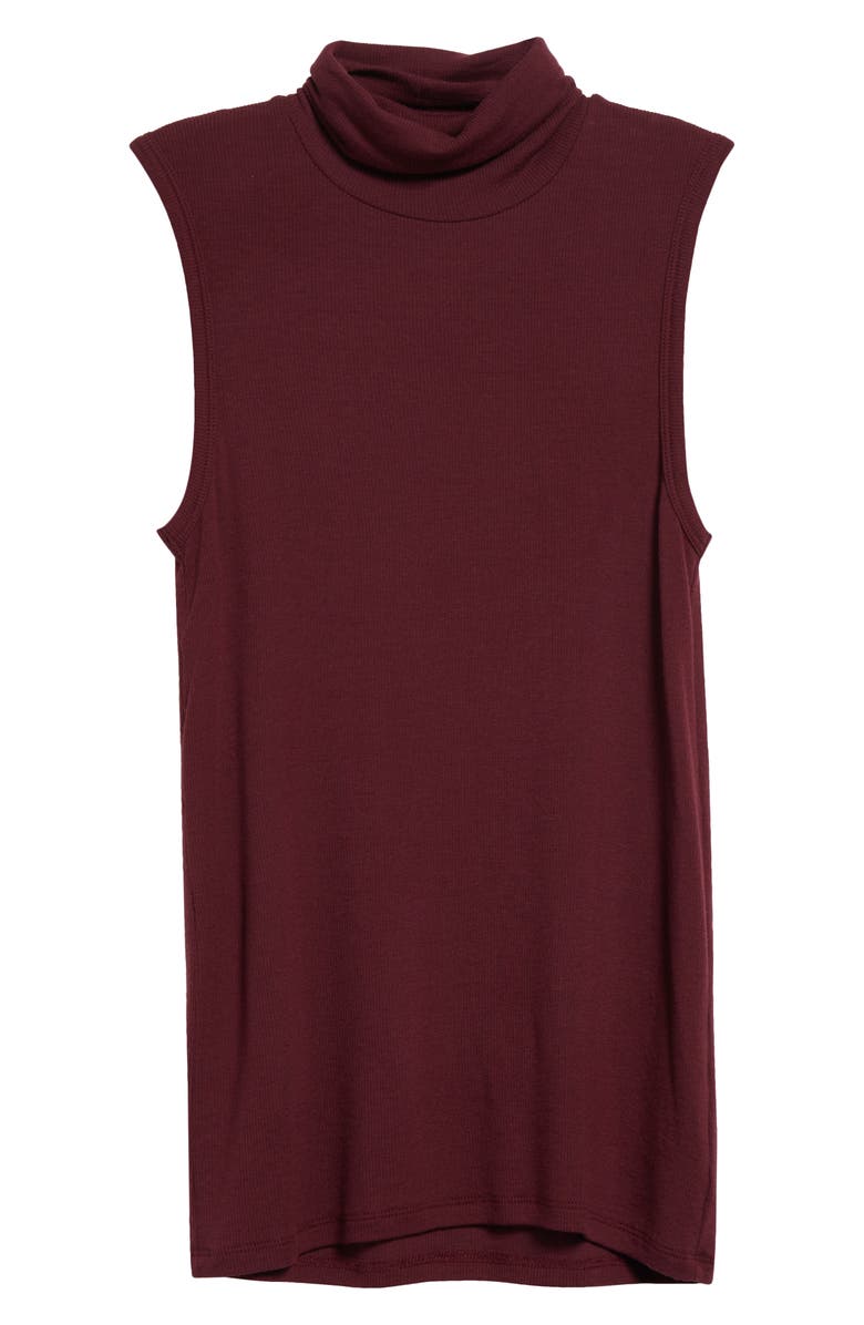 ATM Anthony Thomas Melillo Rib Sleeveless Turtleneck Top, Alternate, color, Merlot