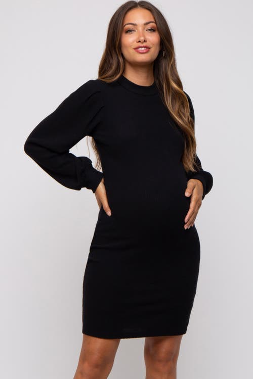 Pinkblush Ribbed Long Sleeve Mock Neck Dress In Multi