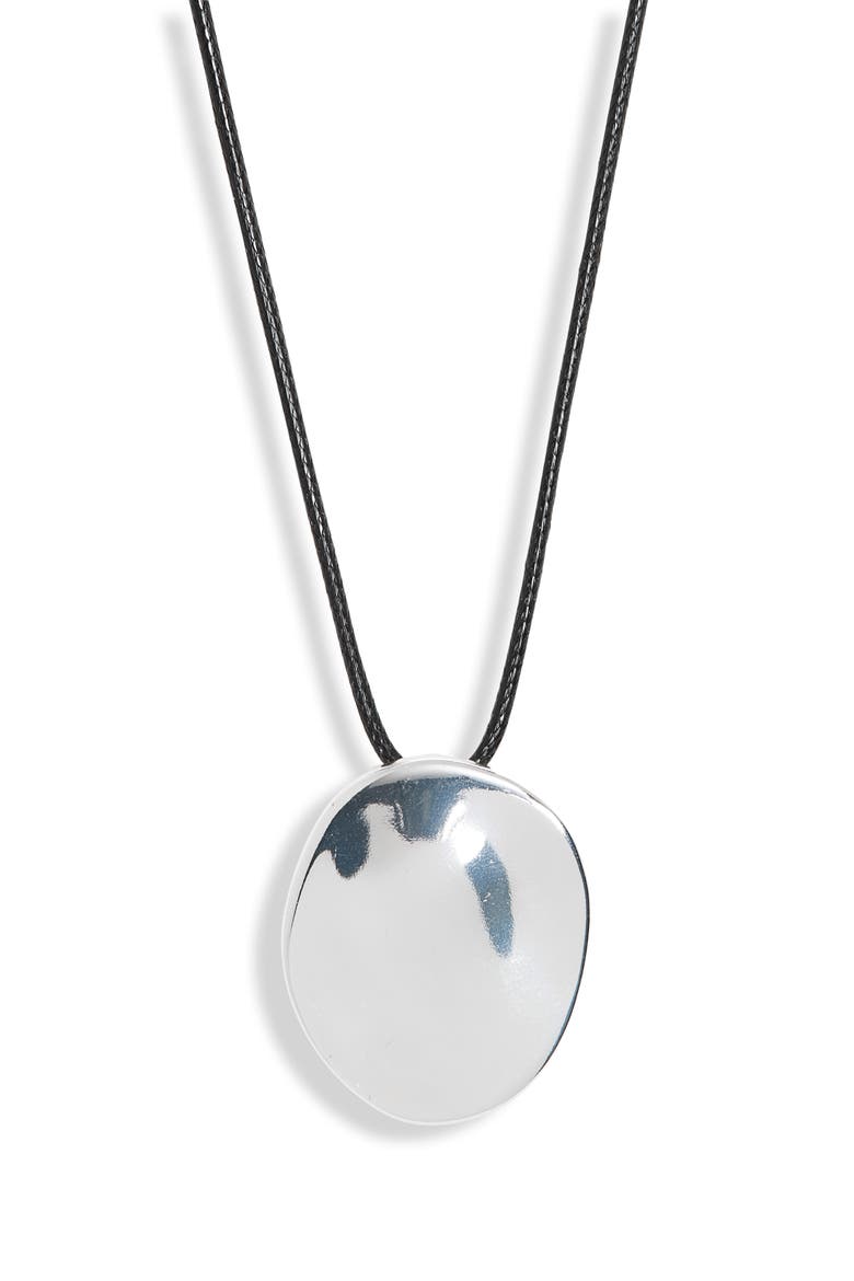 Waverly Oval Pendant Cord Necklace, Main, color, SILVER