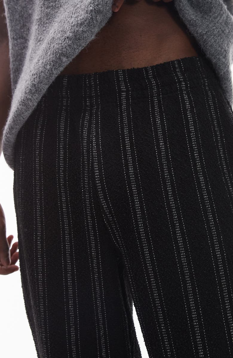 Topman Stripe Cotton Blend Straight Leg Pants, Alternate, color, Black