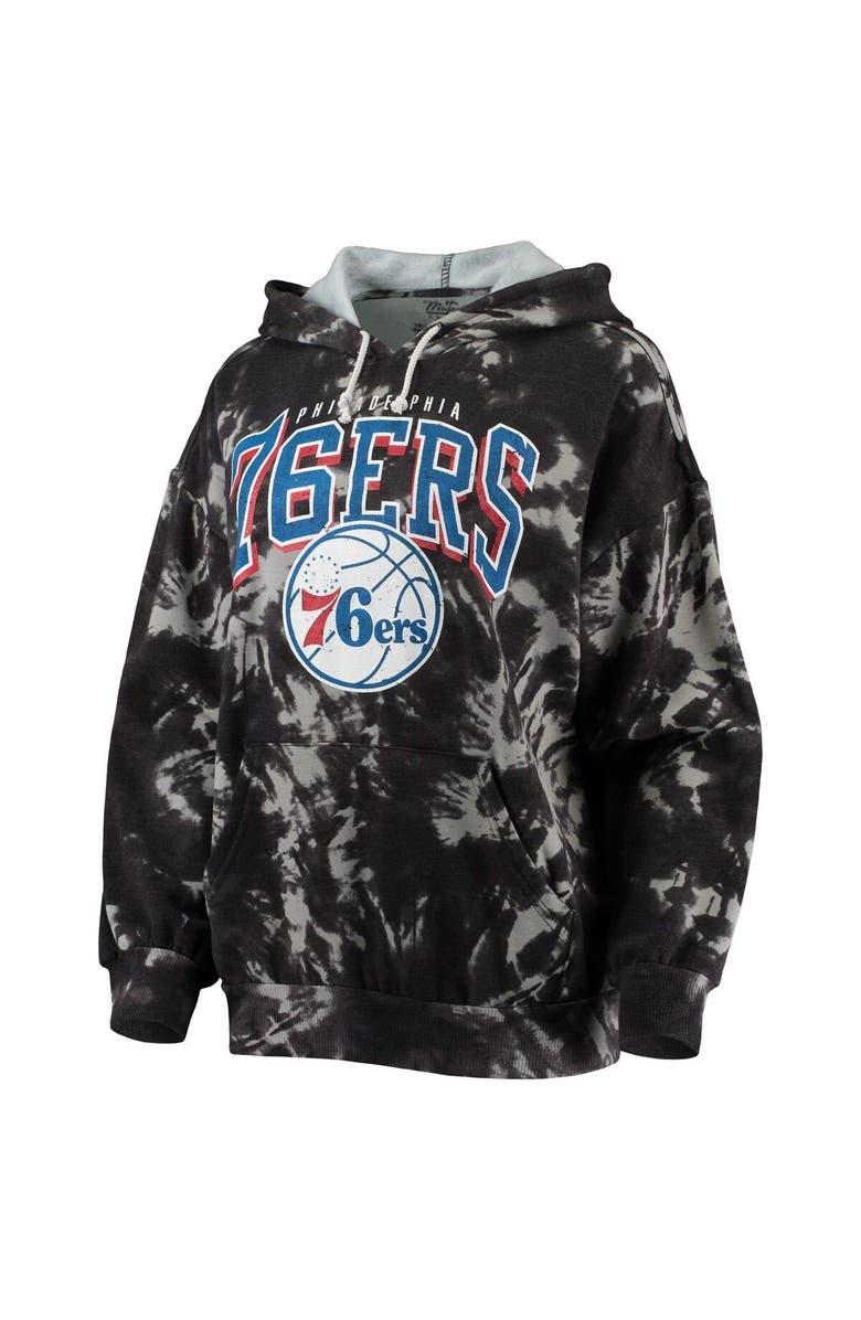 Majestic Threads Women's Majestic Threads Black Philadelphia 76ers Burble Tie-Dye Tri-Blend Pullover Hoodie, Alternate, color, Black