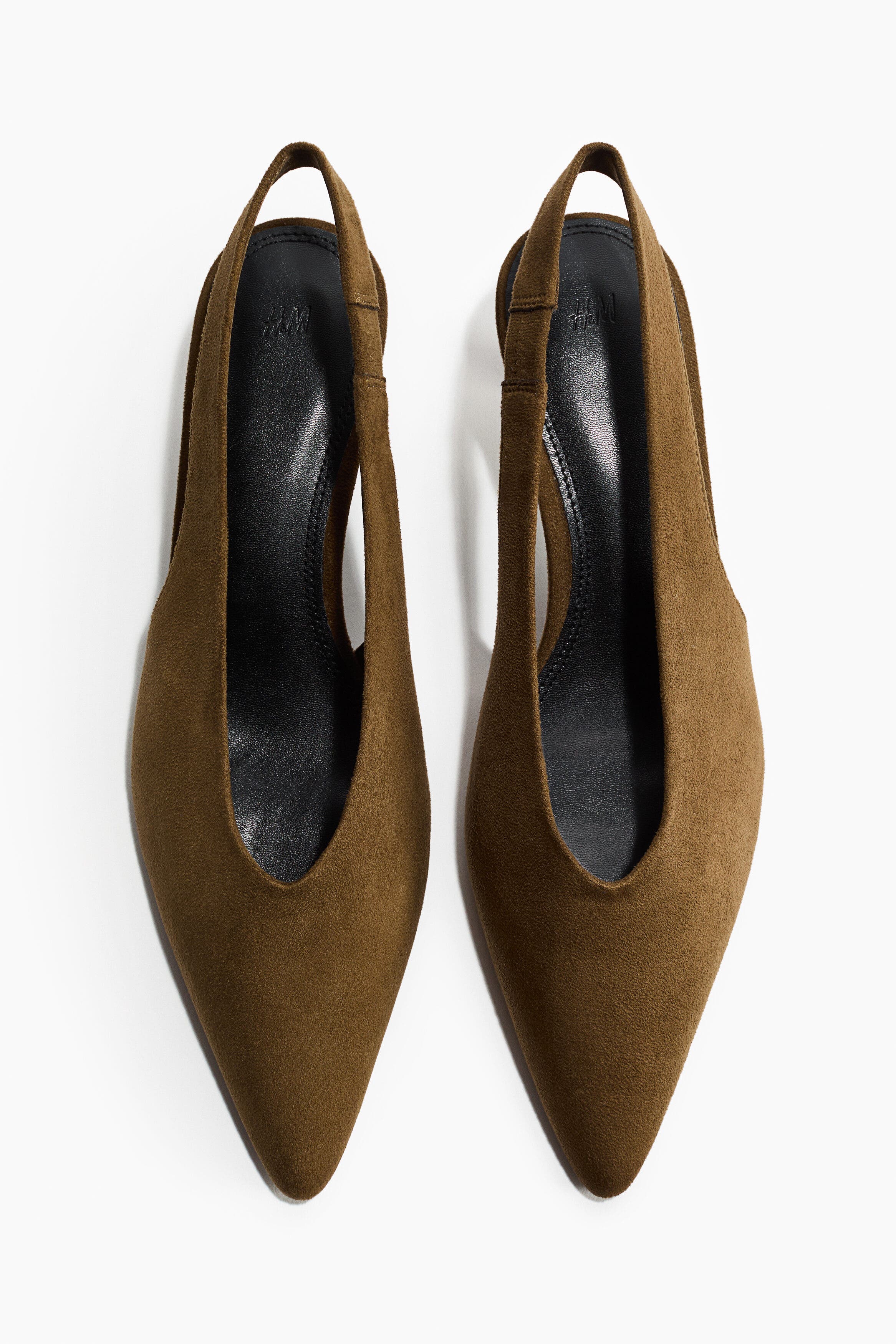 H&M Kitten-heeled slingbacks, Alternate, color, Dark Khaki Green