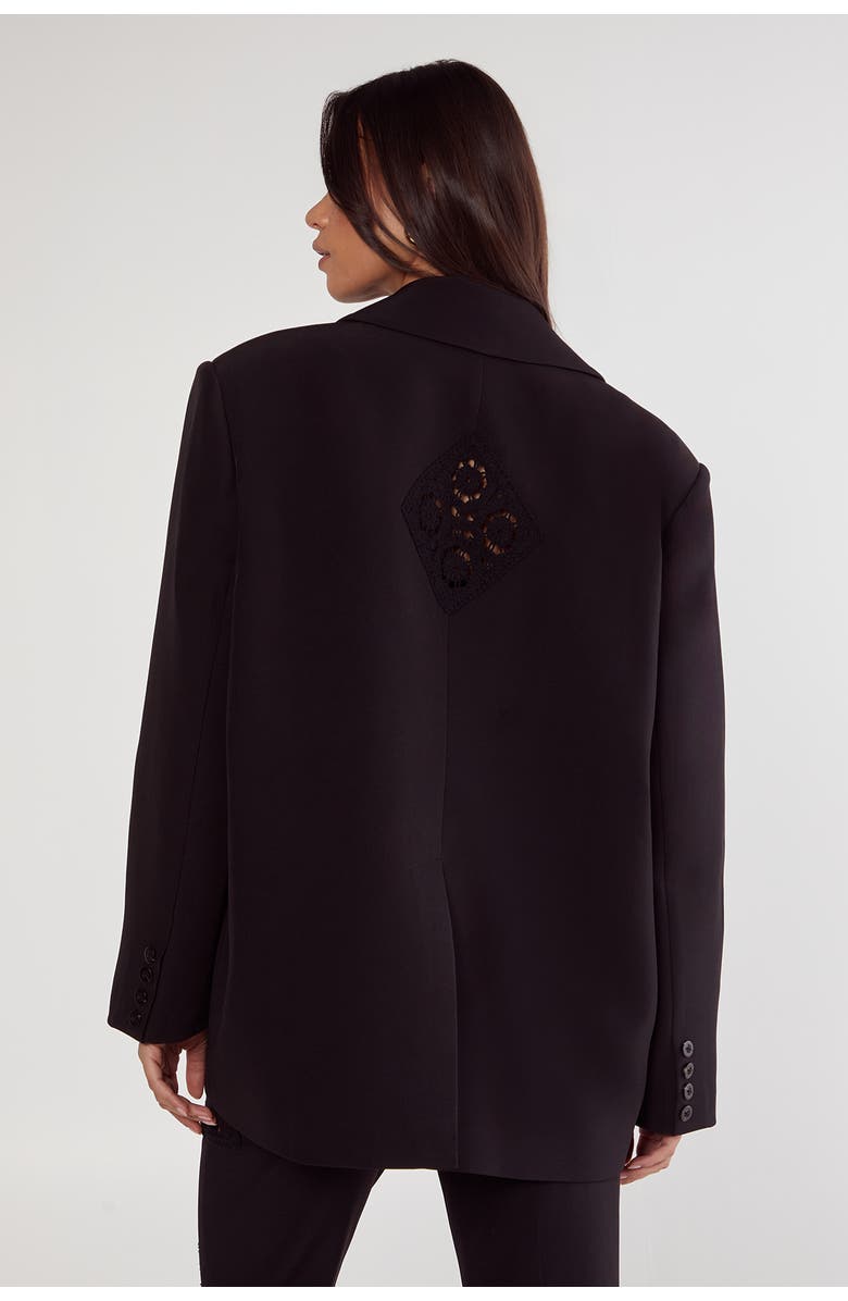 NASTY GAL Tailored Crochet Insert Oversized Blazer, Alternate, color, Black