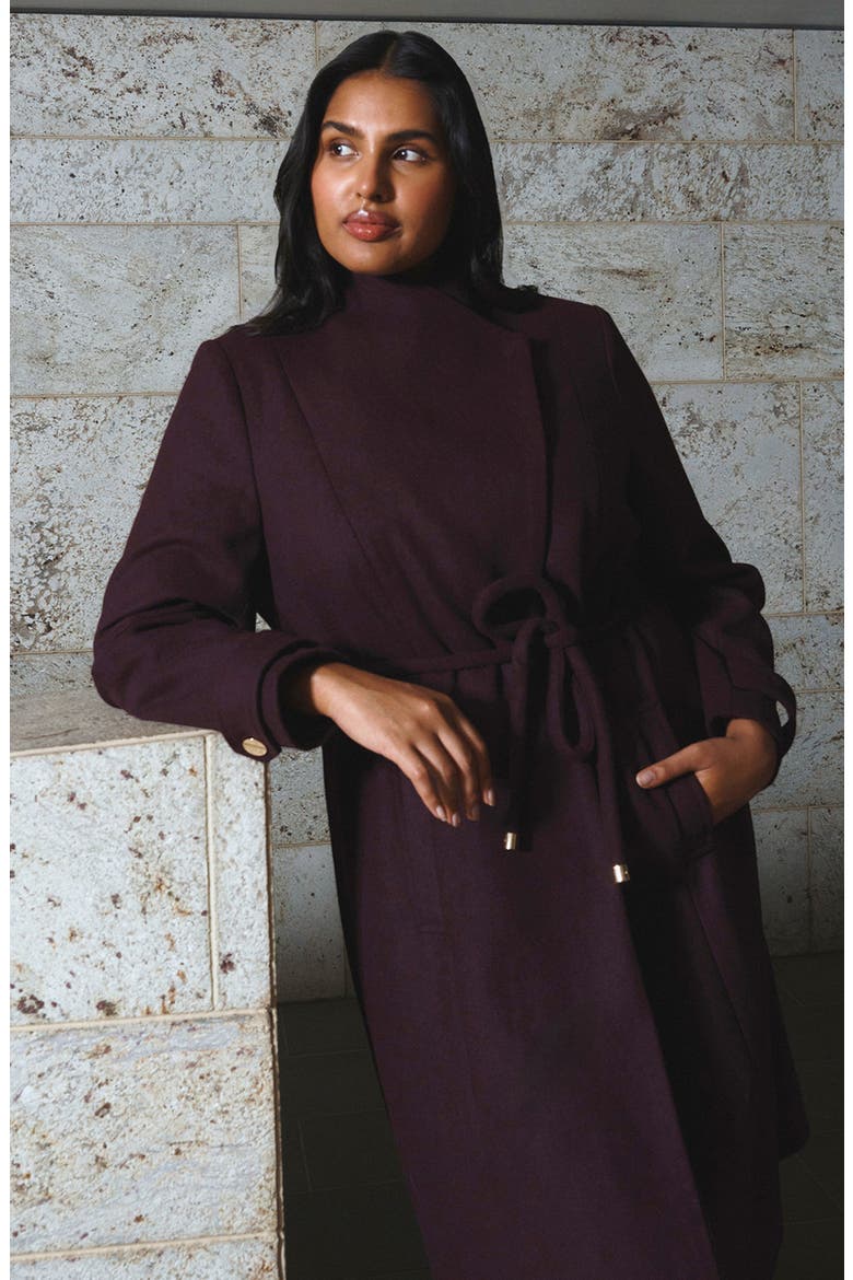 Reo Belted Coat, Alternate, color, PLUM