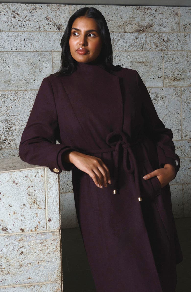 Estelle Reo Belted Coat, Alternate, color, Plum