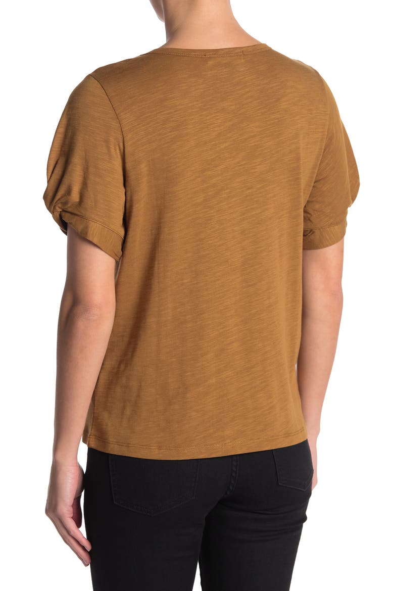 Twisted Sleeve Knit T-Shirt, Alternate, color, BRONZER