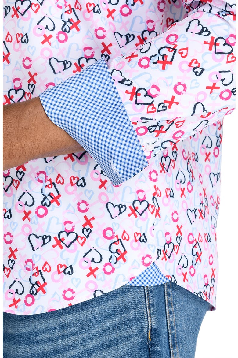 Slim Fit Heart Motif Recycled 4-Way Stretch Performance Long Sleeve Shirt, Alternate, color, PINK