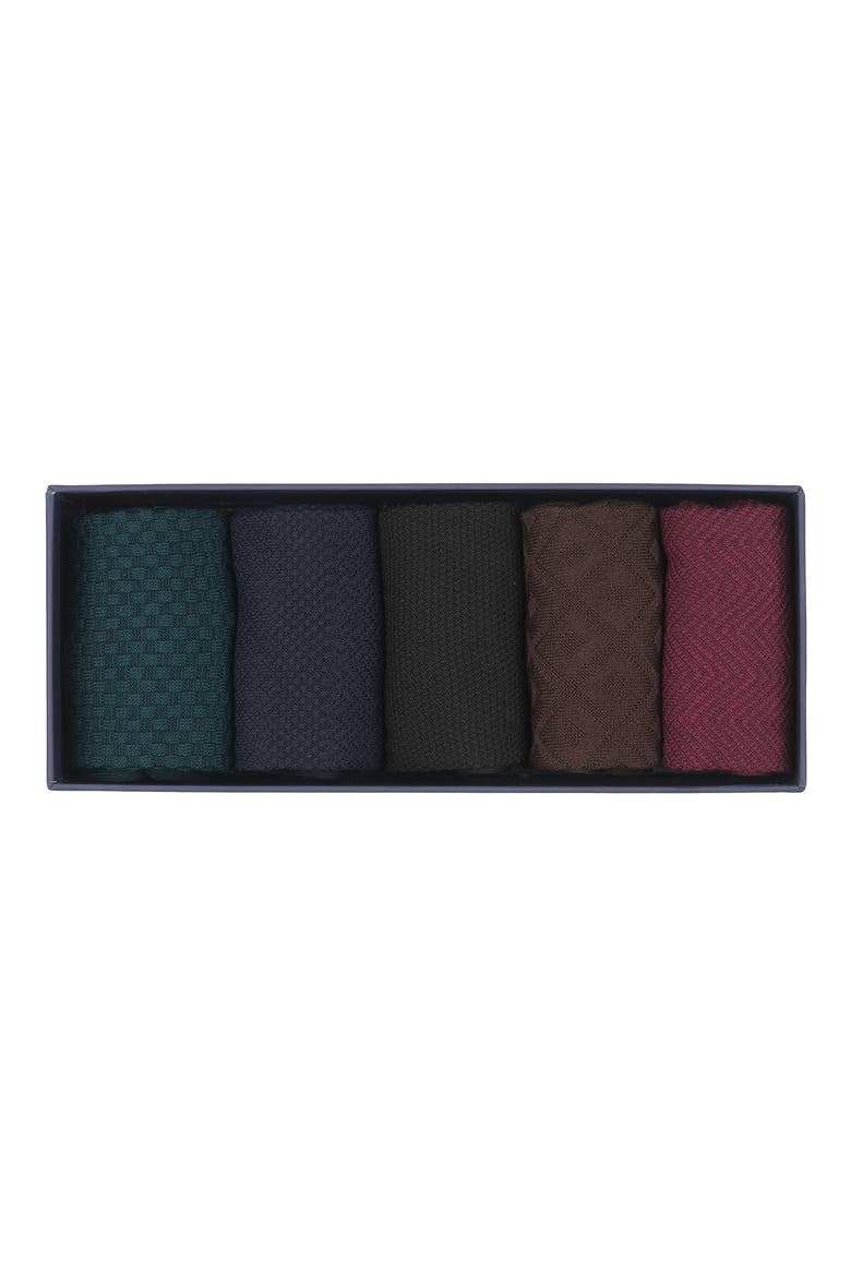 5-Pack Textured Dress Socks, Alternate, color, HUNTER