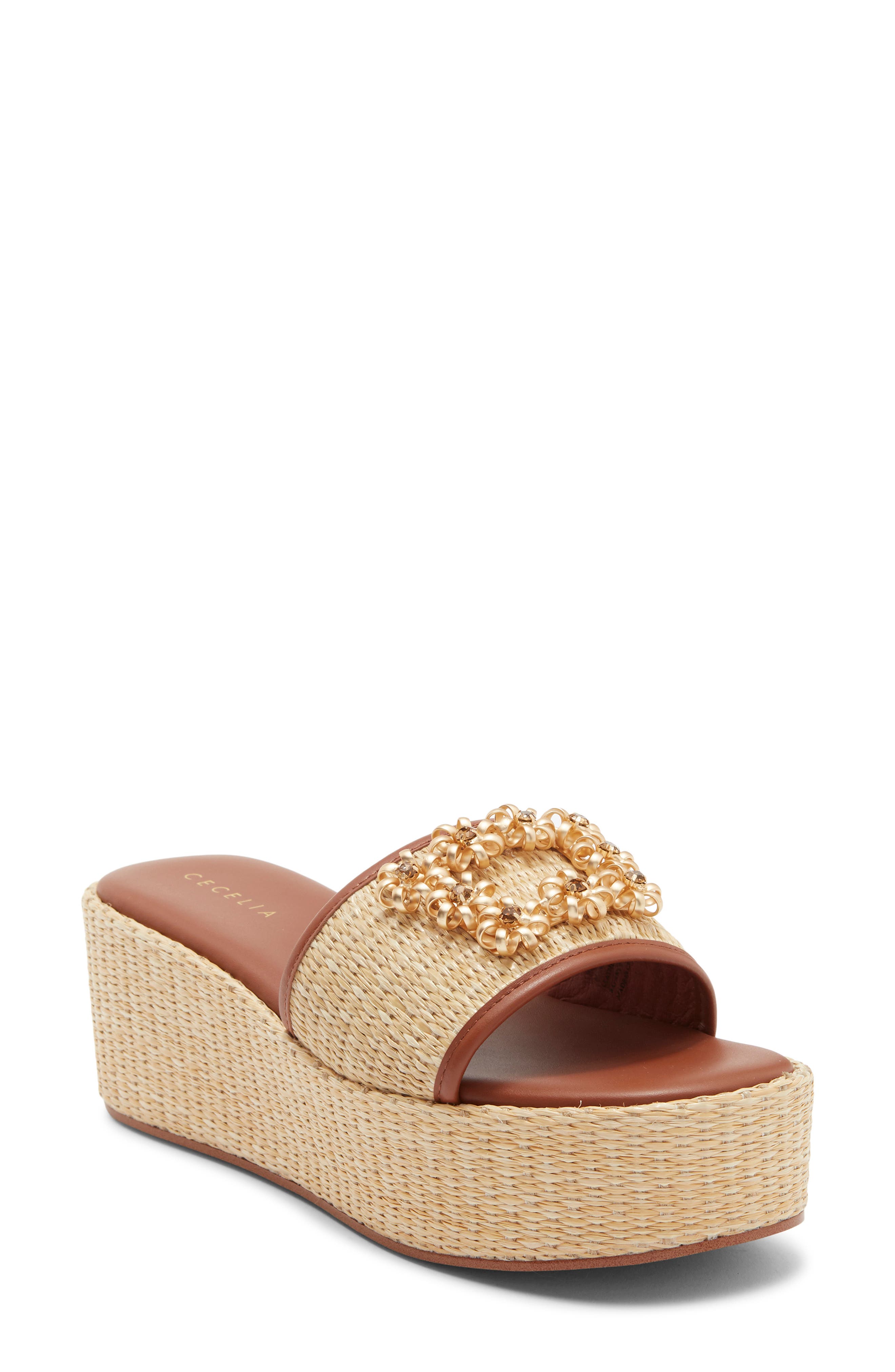 Cecelia New York Generous Platform Wedge Sandal, Main, color, Natural