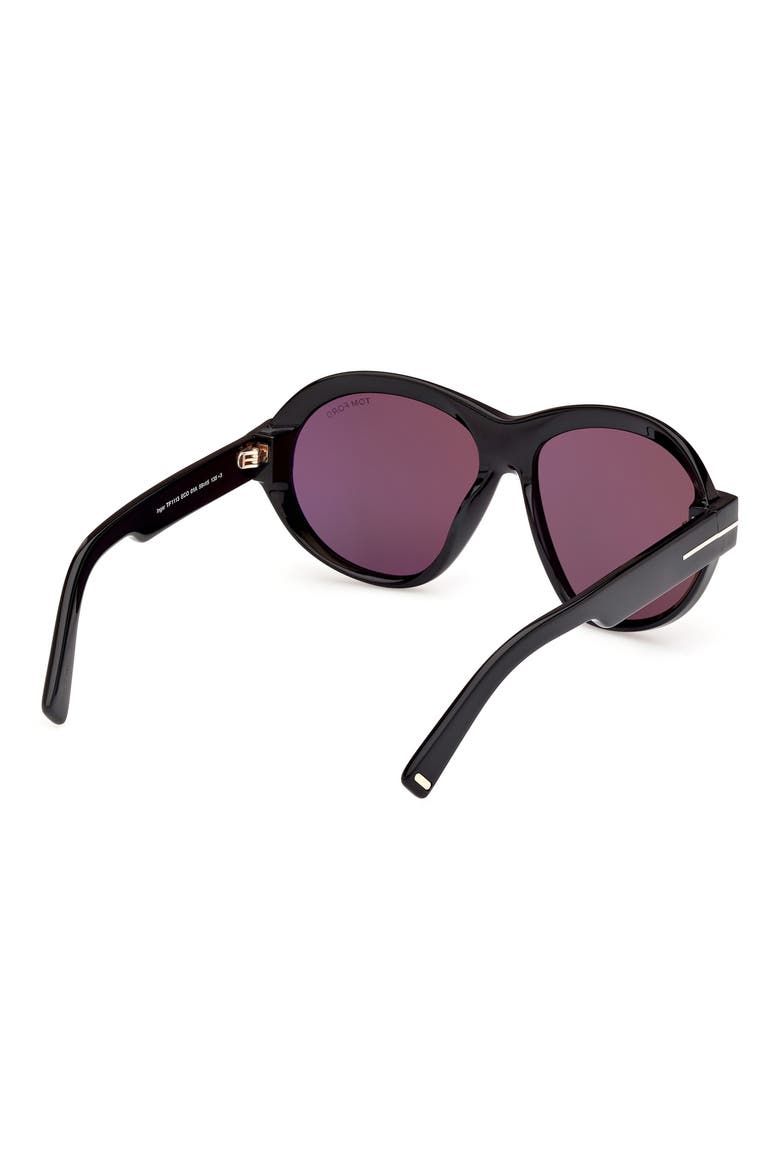 Inger 59mm Round Sunglasses, Alternate, color, BLACK ECO / T LOGO