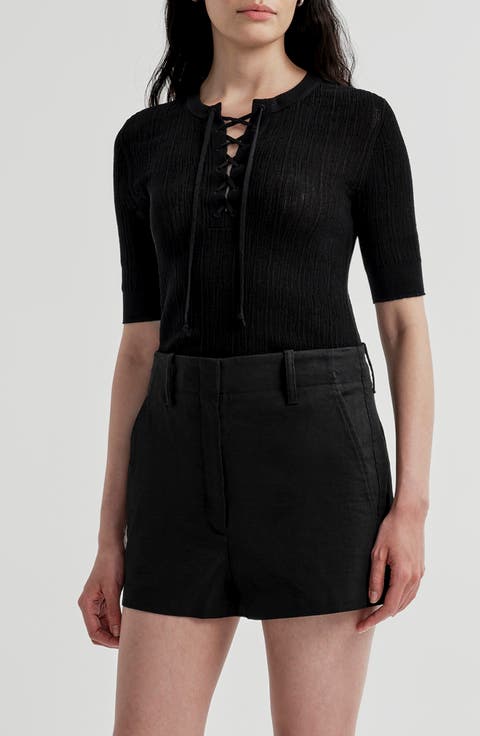 Fawn Lace-Up Ribbed Top
