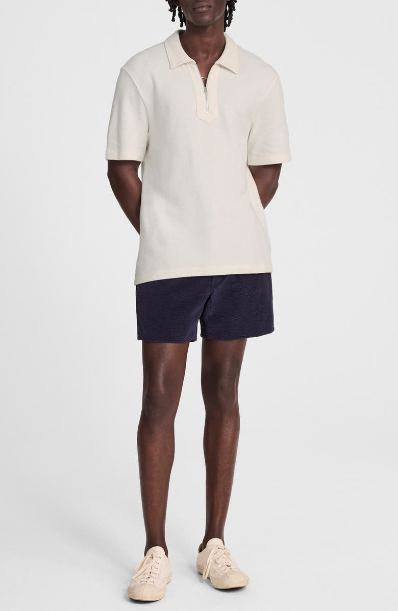 Madewell Quarter Zip Pique Polo Shirt, Alternate, color, Lighthouse