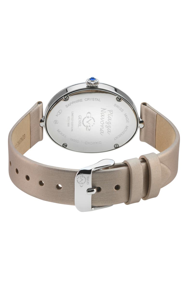GEVRIL Piazza Navona Leather Strap Watch, Alternate, color,