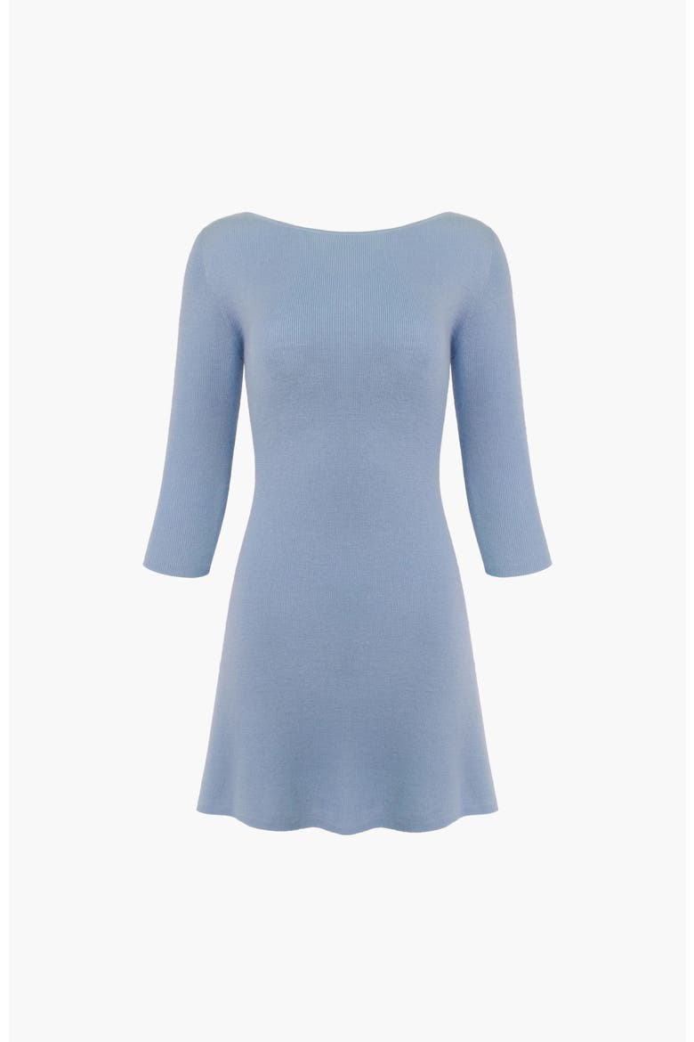 Knit 3/4 Sleeve Boat Neck Dress, Main, color, Light Blue