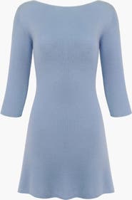 Oddli Knit 3/4 Sleeve Boat Neck Dress