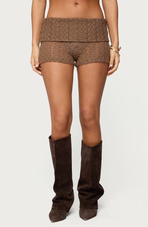 Rye Sheer Texture Foldover Shorts