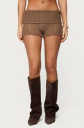 EDIKTED Rye Sheer Texture Foldover Shorts