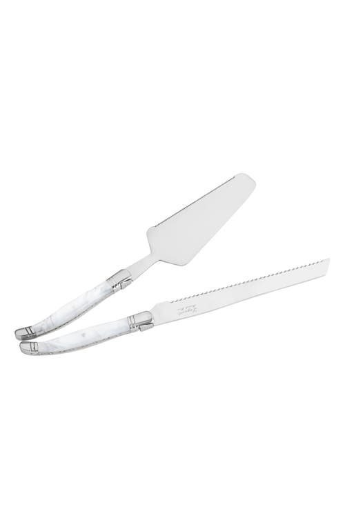 French Home 2-piece Faux Pearl Cake Knife & Server Set In Pearl White