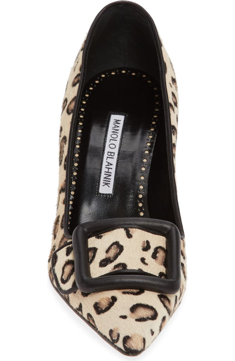 Manolo Blahnik Maysale Leopard Print Genuine Calf Hair Pump, Alternate, color,