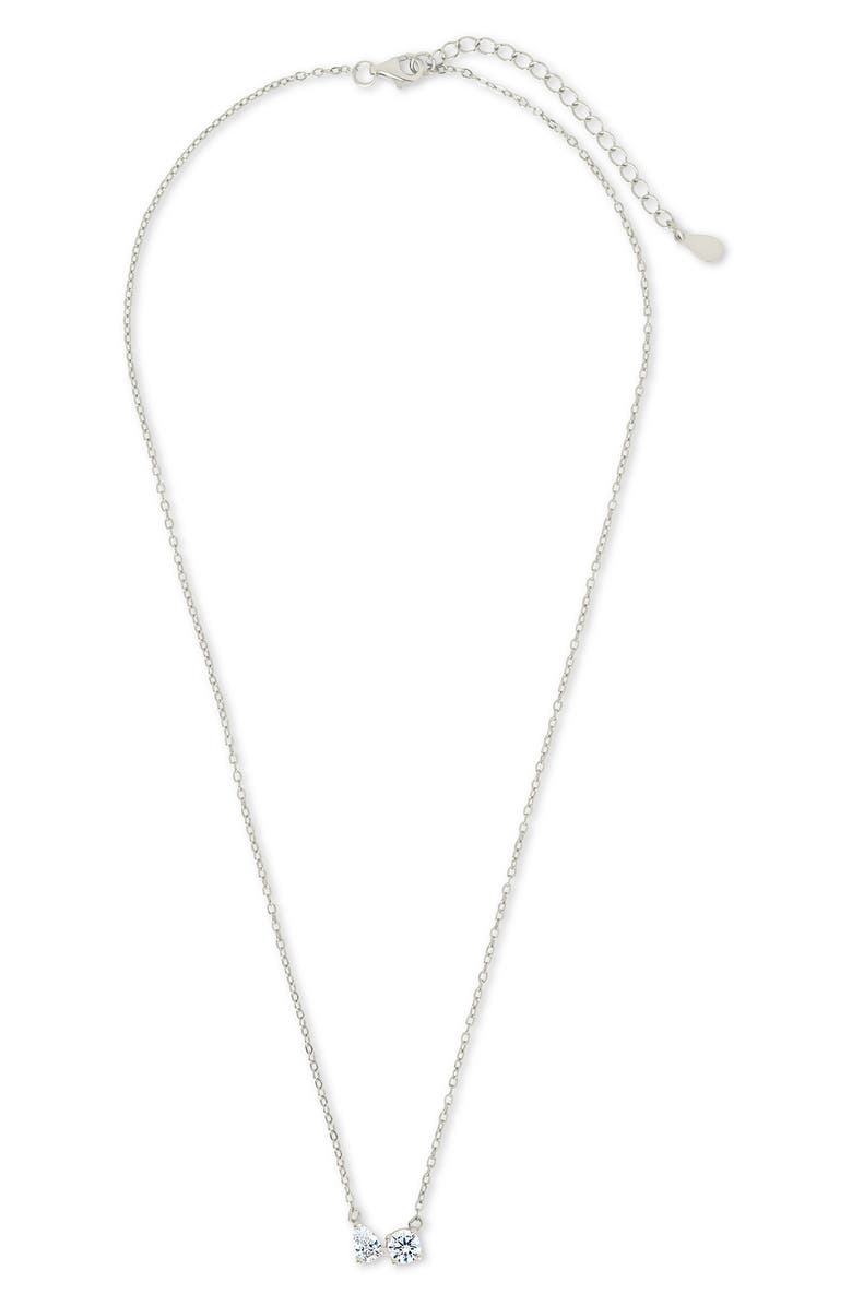 Sterling Forever Carolyn Cubic Zirconia Necklace, Alternate, color, Silver