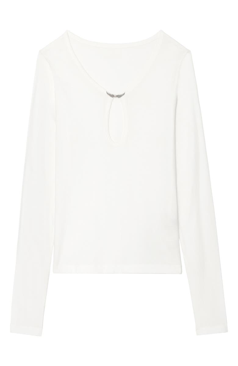 Zadig & Voltaire Tina Keyhole Long Sleeve Tee, Alternate, color, Judo