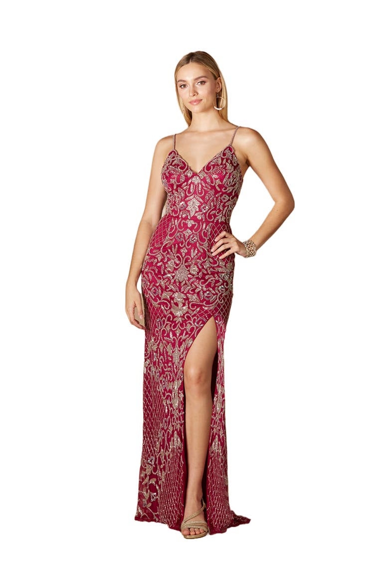Beaded Tank Dress with Slit, Main, color, Raspberry