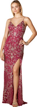 LARA New York Beaded Tank Dress with Slit