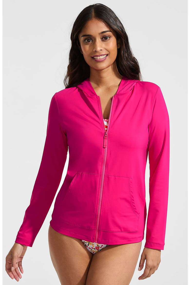 SunShade UPF 50 Long Sleeve Hooded Full Zip Rash Guard, Main, color, Riviera Rose