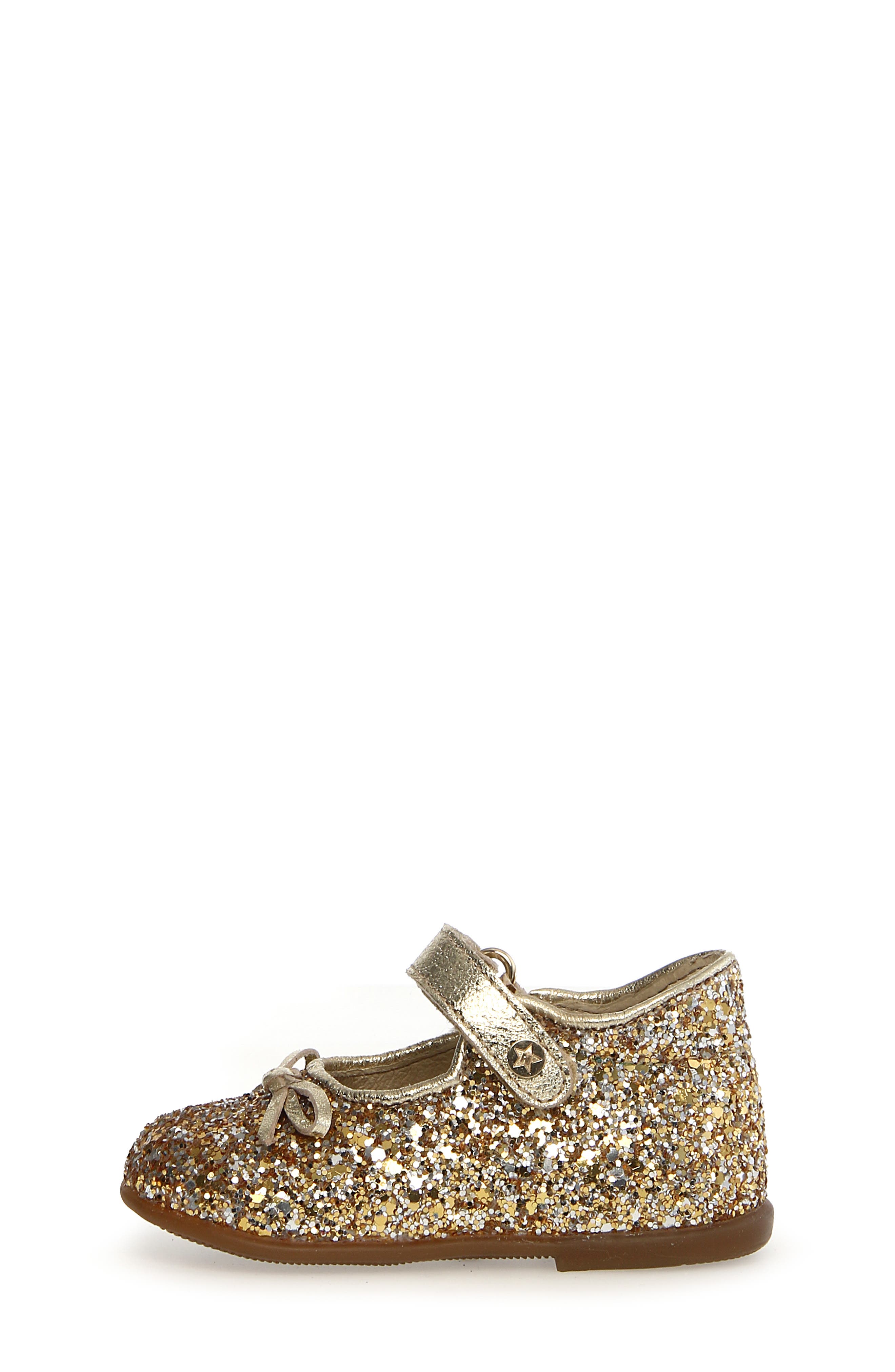 Naturino Kids' Glitter Bow Ballet Flat, Alternate, color, Platinum Silver