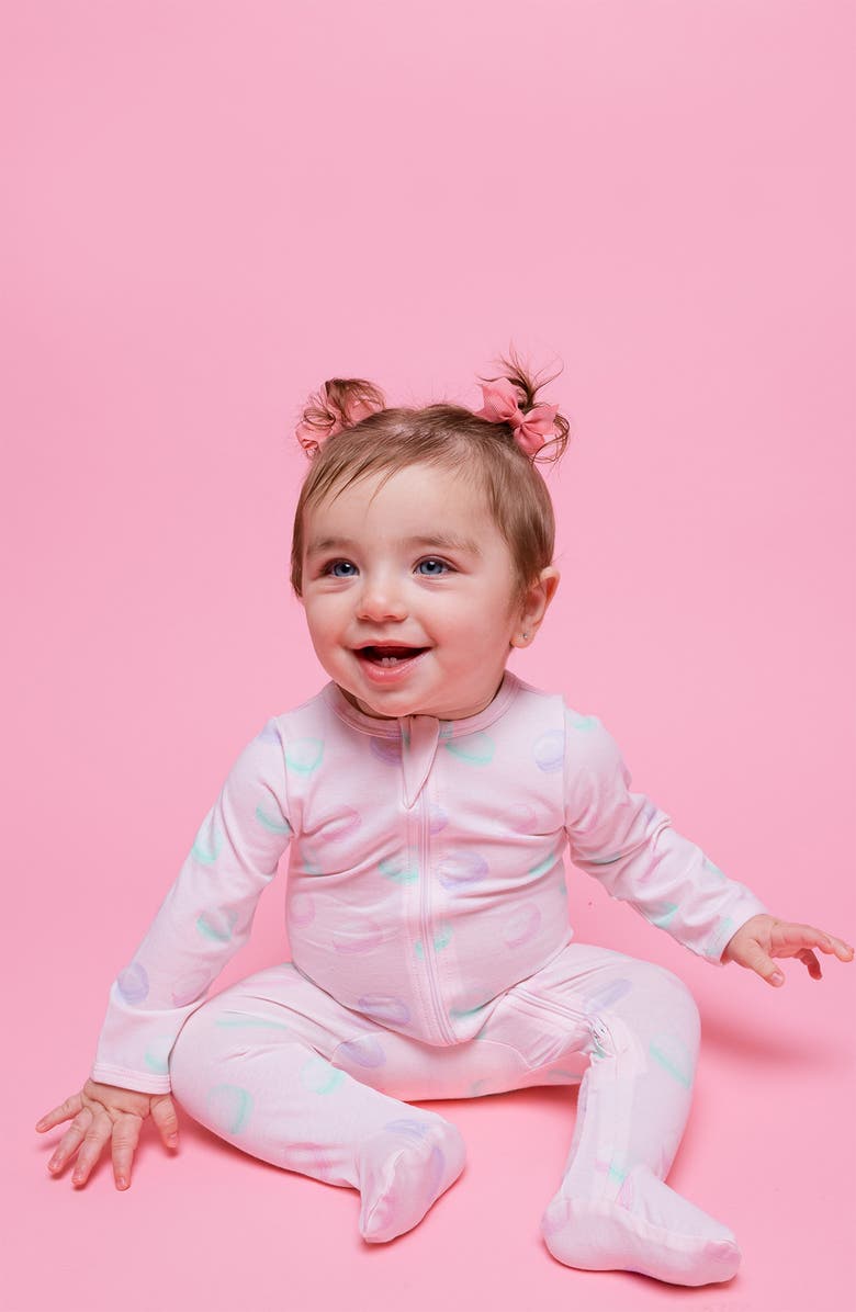 Norani Macaron Print Organic Cotton Footie, Alternate, color, 