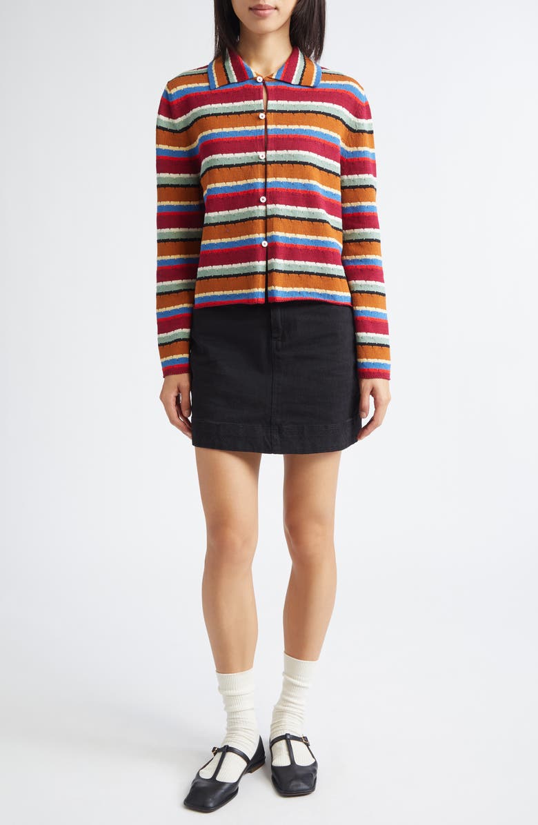 Bode Starkey Stripe Cotton Cardigan, Alternate, color, Multi