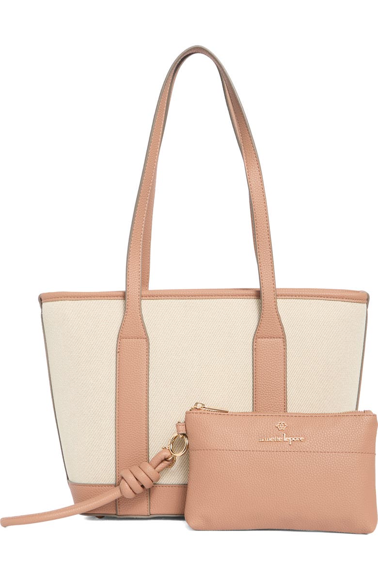 Nanette Lepore Sylas Tote with Wristlet Pouch, Alternate, color, Natural - Mocha Mousse