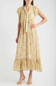 Lana Sunrays Tie Neck Tiered Maxi Dress