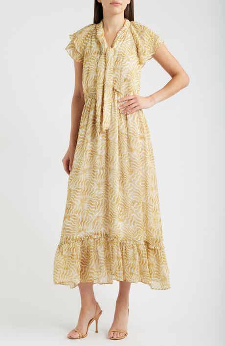 Lana Sunrays Tie Neck Tiered Maxi Dress